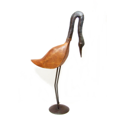 Dekoracja Ptak z drewna i metalu Vintage 44cm